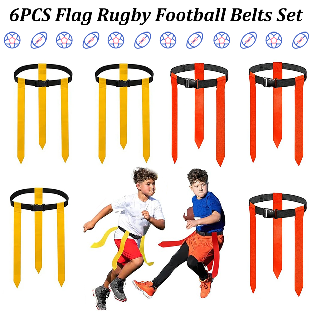 Sports Equipment Football - 6 個のフラッグフットボールベルトセット調節可能なラグビーフラッグウエストベルト屋外トレーニングゲーム機器子供、青少年、大人、チームスポーツ用