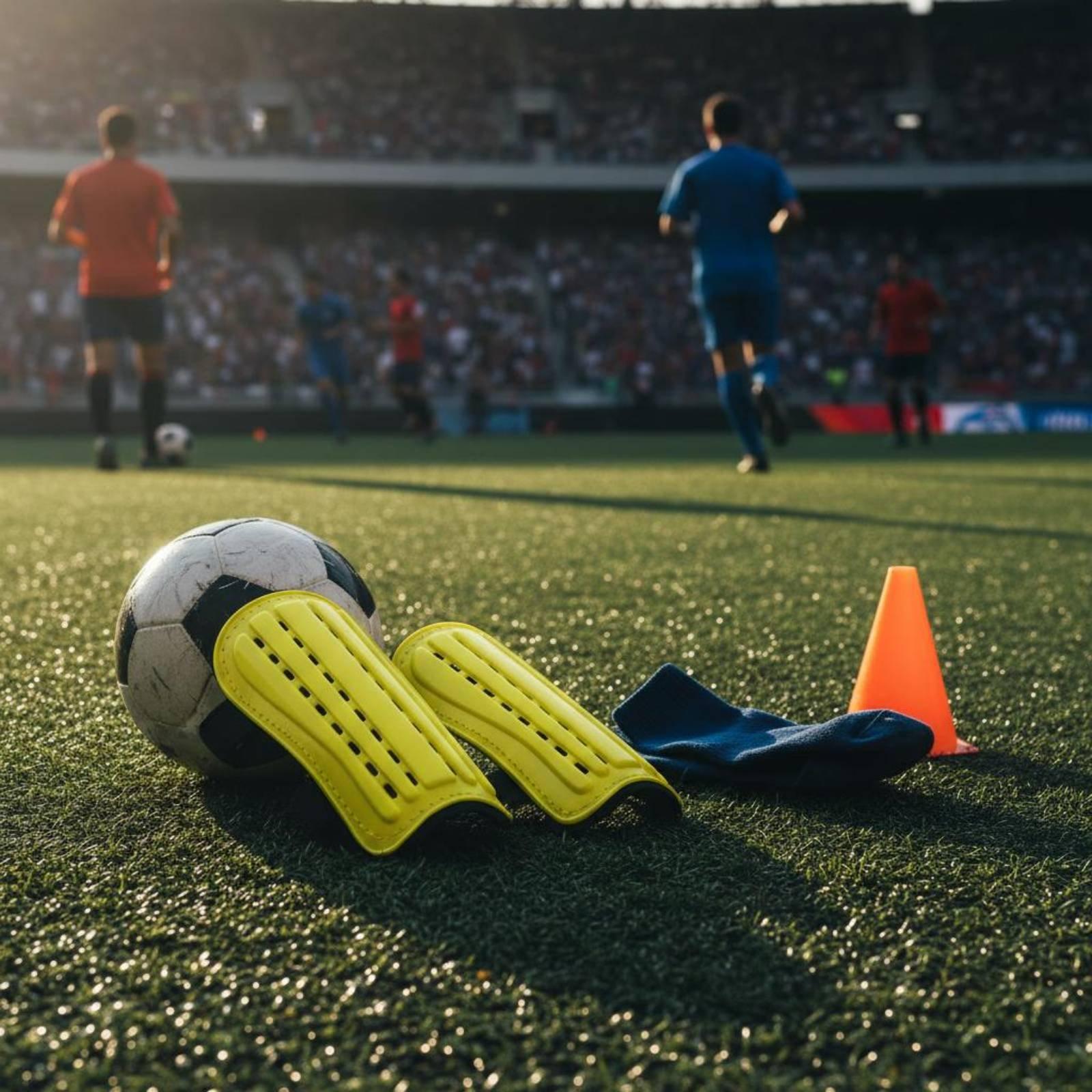 Sports Equipment Football - サッカーシンガード、固定ストラップ付き、大人用フットボールシンガード、トレーニングと試合用の保護スポーツ用品