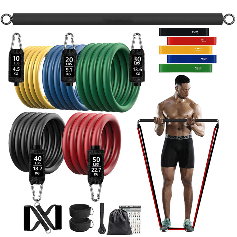 Sports Equipment Wholesale - 150ポンド フィットネス戦利品抵抗弾性バンドワークアウト トレーニング用 ホームエクササイズ スポーツジム ダンベルハーネスセット