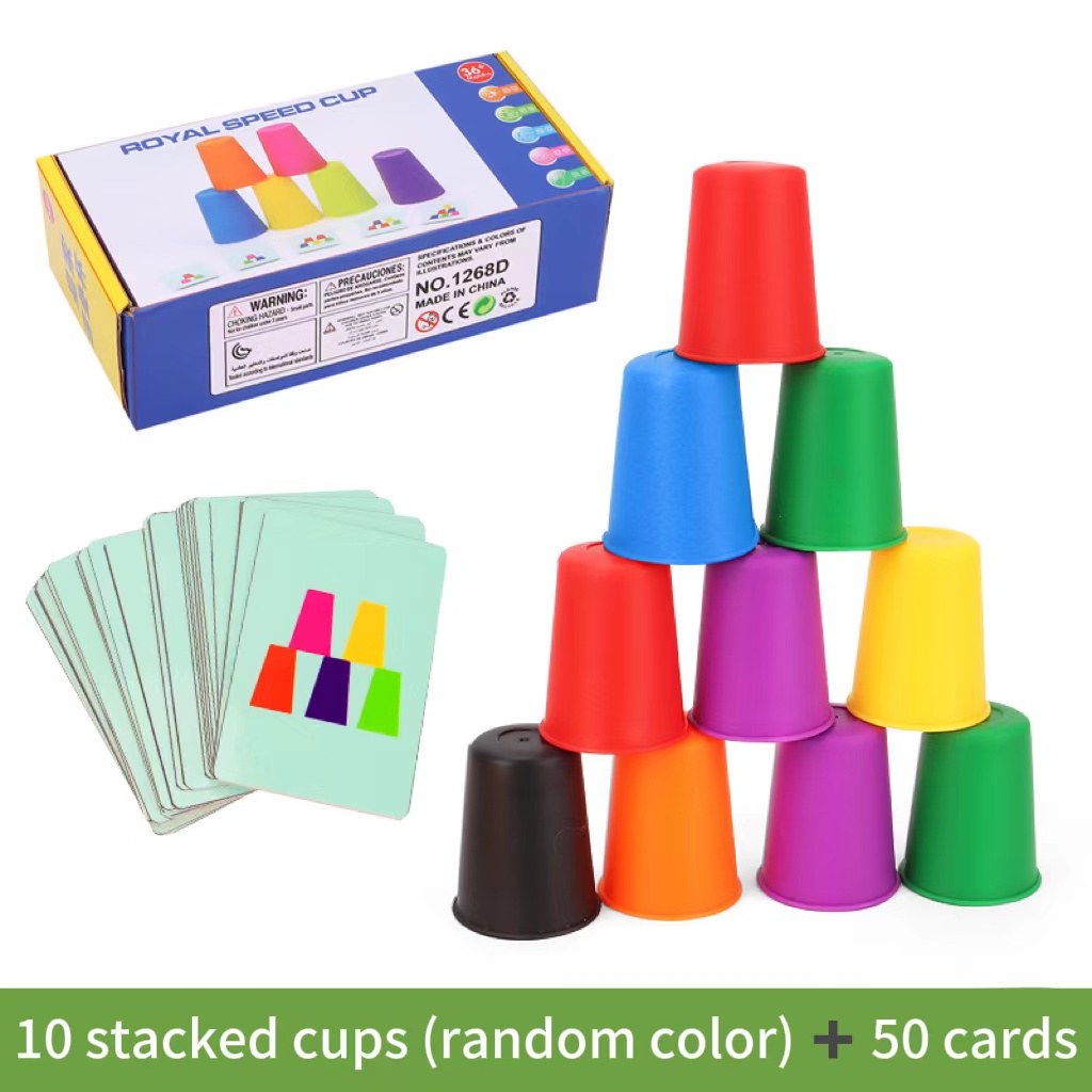 モンテッソーリおもちゃミニスタックカップゲームカード教育知的 - Sports Equipment For Kindergarten のレビューと価格
